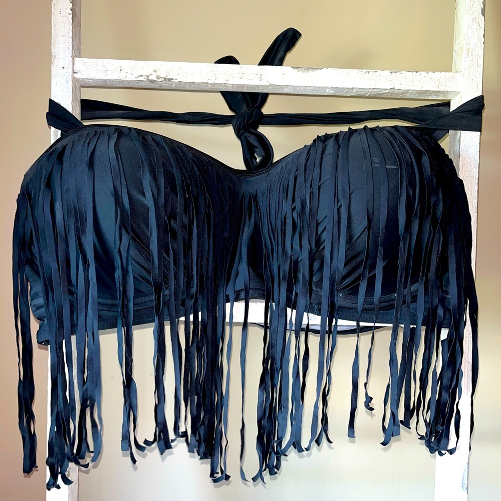 EUC fringe bikini swim top 3x